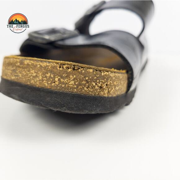Birkenstock Black Patent Leather Arizona Two Strap Sandals Shoe Womens 9.5 UK 40 - Picture 14 of 16
